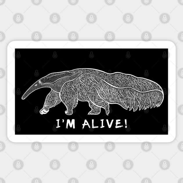 Giant Anteater - I'm Alive! - meaningful animal ink art design Sticker by Green Paladin